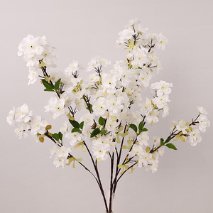3 Branches <span class=keywords><strong>de</strong></span> fleurs <span class=keywords><strong>de</strong></span> cerisier artificielles blanches, fausses fleurs <span class=keywords><strong>de</strong></span> <span class=keywords><strong>Sakura</strong></span> à longue tige, décoration pour la maison, mariage, vase, vente en gros - Product Image 1