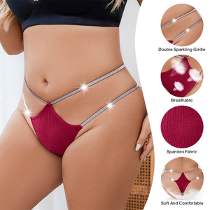 Disponibili Mutandine Sexy Taglie Forti per Donne, Biancheria Intima Rossa Vino per Signore Formose, Vendita all'Ingrosso Economica, Doppio Guaina Lucida 4XL - Product Image 2