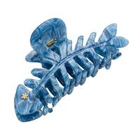 DOWELL Pinces à cheveux élégantes en acétate motif squelette de poisson avec logo personnalisé, grandes pinces à griffes en celluloïd en forme d'arête de poisson, accessoires de coiffure tendance