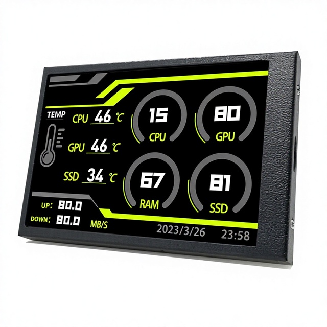 3.5-inch IPS TYPEC Secondary Screen USB Computer Case with Monitoring Beige 0ms Response Time