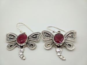 Boucles d'oreilles en rubis, pierres précieuses naturelles, argent sterling 925, bijoux faits à la main, style ethnique tribal vintage pour femmes, vente en gros - Product Image 4