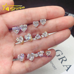 Joyería Fina para Mujer, Pendientes de Plata 925, con Certificado de Autenticidad, Forma de Corazón, Moissanita, Listos para Enviar - Product Image 2