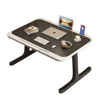 Table pliante en bois réglable et extensible pour ordinateur portable, avec fente pour cartes et porte-gobelet, idéale pour dortoir d'étudiant, bureau à domicile ou usage décontracté