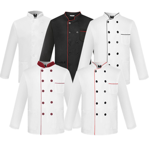 Veste de chef à manches longues imperméable avec logo personnalisé, uniformes de restaurant et de bar, vêtements de travail, veste de chef en polyester/coton, uniforme de travail - Product Image 1