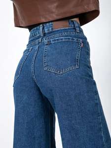 Jeans de Mezclilla de Pierna Ancha y Transpirables para Mujer, Cintura Alta, Azul Claro, Ropa Casual, Fabricante, Venta al por Mayor - Product Image 5