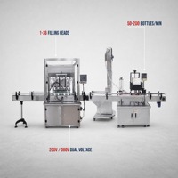 Ligne de production de remplissage, de bouchage et d'étiquetage de bouteilles, 50-200 bouteilles/min, 1-36 têtes de remplissage, 220V/380V, 3kW