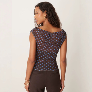 T-shirt Estiva da Donna a Pois con Volant in <span class=keywords><strong>Tulle</strong></span>, Senza Maniche, Sexy, Lavabile, Vestibilità Slim, Perfetta per l'Estate - Bestseller - Product Image 4