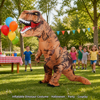 Divertido Disfraz Inflable de Tiranosaurio Rex para Niños, Disfraz de Dinosaurio Inflable para Halloween con Ventilador Incorporado, Disfraz para Fiestas
