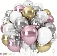 Ensemble de ballons flocons de neige rose et blanc pour l'hiver, ballons confettis flocons de neige métalliques pour la fête de Noël, les anniversaires de filles et les baby showers