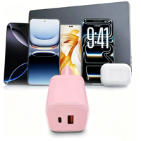 Chargeur rapide GaN double port 35W, prise EU, PD 3.0, QC3.0, QC2.0, OTP, OCP, protection contre les courts-circuits et les incendies, pour montre connectée, téléphone portable, écouteurs