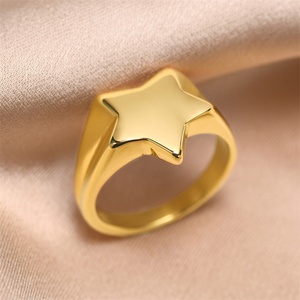 Anillos de Sello con Forma de Estrella en Acero Inoxidable, Chapados en Oro de 18K, Joyería de Moda, Personalizables con Logotipo - Product Image 3
