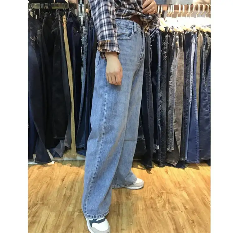 2022 hot sale used clothes fringe jeans ladies denim sexy women's jeans long baggy second hand clothes