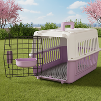 Cage de transport pour animaux de compagnie en fil de fer écologique avec poignée, gamelle intégrée, boîte de transport pliable pour chiens et chats, vente en gros