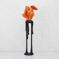Sculpture d'ange pleurant abstraite moderne, figurine d'art en métal et marbre, ornement de bureau créatif, pour la maison, le hall d'hôtel, orange et noir