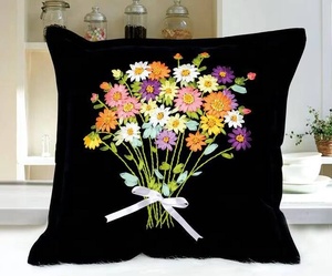Cover with Floral Pattern Embroidered Throw <b>Pillow</b> DIY Handmade Embroidery Kit Canvas Cross Stitch Square Shape XIXI Brand - Product Image 4