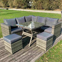 Ensemble de salon en rotin tout temps 5 pièces, canapé modulaire d'angle avec coussins imperméables pour patio et jardin