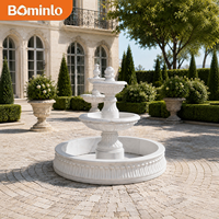 Fontaine Monumentale en Marbre Blanc Sculptée en Forme de Cheval, Fontaine d'Extérieur à 4 Niveaux pour Jardin, Taille Personnalisée pour Villa de Luxe, Hôtel, Place Publique