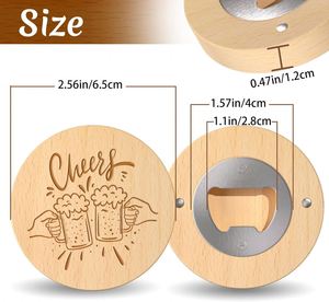 Custom Logo Round Bottle Openers Coaster Fridge Magnet Refrigerator Beer Bottle Opener for <b>Bar</b> Bridegroom Wedding Gift - Product Image 3