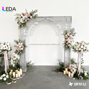 Ensemble d'arche de mariage au design moderne et lisse, design creux, style indien de luxe, décoration de scène pour événements de mariage, panneau de fond - Product Image 4