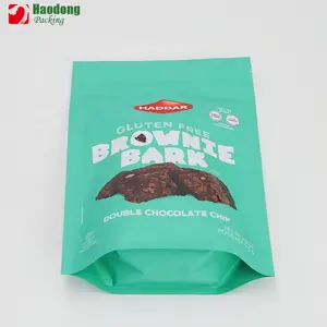 Sac en plastique en aluminium pour gâteau de noël, brownie, fermeture à glissière personnalisée, pochette d'emballage en papier thermoscellé pour chocolat