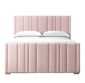Cama Doble Moderna de Madera Maciza, Color Rosa, Acogedora, Personalizable, Muebles de Dormitorio Duraderos y Cómodos - Product Image 1