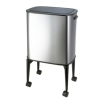 Poubelle de cuisine moderne sur pied avec grand seau de rangement rectangulaire en métal avec capteur et roues