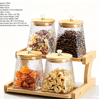 Set 4 Wadah Penyimpanan Kaca Borosilikat 750ml, Kapasitas Besar, Kedap Udara untuk Menjaga Kesegaran dan Anti Lembab untuk Penyimpanan Makanan