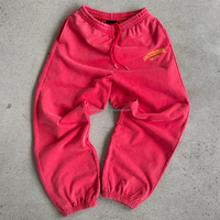Ensemble de survêtements unisexe en coton 100% avec logo personnalisé, style streetwear vieilli, comprenant un sweat à capuche délavé à l'acide et un pantalon de survêtement baggy