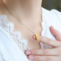 Collar de Moda con Colgante de Espiga de Trigo en Acero Inoxidable 316L Chapado en Oro de 18K para Mujer, Ideal para Aniversario