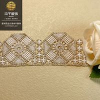 LEIXUSI 5,5 cm Dentelle bicolore à rayures noires, broderie fil doré pour accessoires de décoration de vêtements, vente en gros