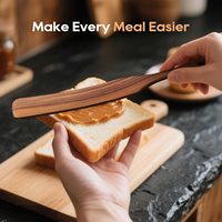 Set Peralatan Dapur Kayu Jati Aman untuk Makanan 5 PCS, Spatula Berlubang Anti Lengket untuk Memasak, Pengaduk Tahan Lama, Pengikis Kayu Alami