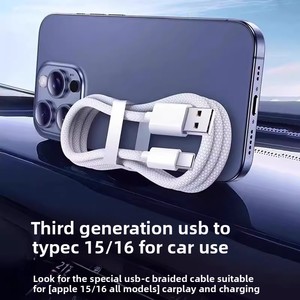 Câble USB-A vers USB-C en nylon de 1m, 1,5m, <span class=keywords><strong>2m</strong></span>, charge rapide, chargeur de voiture Type-C pour <span class=keywords><strong>iPhone</strong></span> 17/17 Pro/17 Pro Max, pour <span class=keywords><strong>iPhone</strong></span> 16 16 Pro - Product Image 2