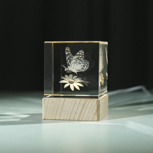 Cubo de Cristal Transparente con Grabado Láser 3D K9, Decoración para el Hogar, Luz LED, Cubo de Cristal Multicolor - Product Image 2