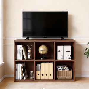 Libreria in legno a 6 cubi, mobile contenitore e vetrina per soggiorno e ufficio - Product Image 5