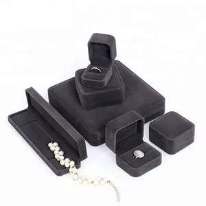 Unique Custom logo Gift box Black Jewelry Packaging Box Velvet Ring Box