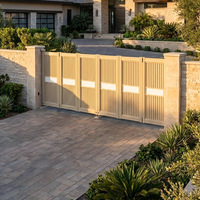 Puerta Eléctrica Plegable Retráctil de Aluminio para Entrada de Patio de Villa, Diseño Artístico Chino, Anticolisión, de Doble Apertura