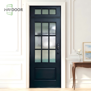 カスタマイズされたフランス風モダンな外観の単板木製ドア、ガラスパネル付き、防音、オーク、パイン、マホガニー製の玄関木製ドア - Product Image 3