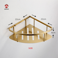 AMAXO Étagère de salle de bain pour douche murale en acier inoxydable doré Boîte en carton métallique auto-adhésive Installation moderne 1 Sets