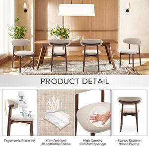 Modern Farmhouse 2-Piece Beige Fabric Dining Room <strong>Chair</strong> Set <strong>Pine</strong> Foot Pegs Upholstered <strong>Kitchen</strong> Side <strong>Chairs</strong> for Hotel Home - Product Image 4