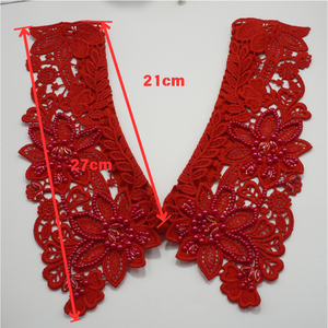 Cuello de Encaje Soluble en Agua de Lujo LHY, Aplique de Flores Bordadas con Perlas, Cuello Falso Desmontable <span class=keywords><strong>para</strong></span> <span class=keywords><strong>Vestidos</strong></span> de Novia - Product Image 3