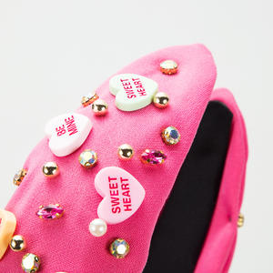 عصابة رأس لعيد الحب من اللؤلؤ وحجر الراين بعصابة رأس باروك مرصعة بالألماس بحروف الحب عدو شعر نسائي للعطلات والحفلات - Product Image 4