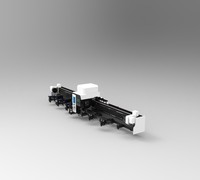 Máquina de corte láser CNC de 12KW con tres mandriles y función de sobrecorte, biselado delantero y trasero, cero residuos y descarga de tubos completos