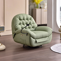 Sofá reclinable multifunción giratorio de cuero sintético para dormitorio y sala de estar de lujo moderno