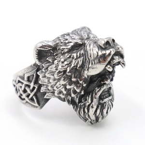 Stilvoller Unisex Retro Skandinavischer Eis-Atom-<span class=keywords><strong>Wolf</strong></span> Edelstahl Viking Werwolf-<span class=keywords><strong>Ring</strong></span> für Männer und Frauen Party - Product Image 1