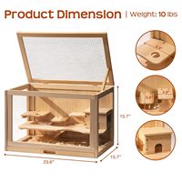 JQ Cochon d'Inde et grande cage à hamster en bois de bambou pour petits animaux de compagnie Accessoires