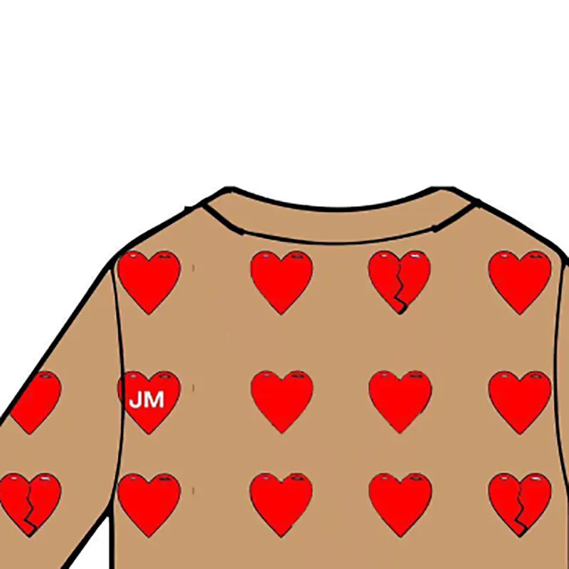 Cardigan fashion Jacquard Low cut r Long Sleeve Women Pink red heart Graphic Sweater Cardigan