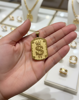 Nouveau design Z H, pendentif géométrique plaqué or 24 carats avec logo dollar américain, chaîne cubaine, style hip-hop, bijoux unisexe en laiton