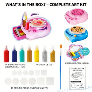 Kit de machine à peinture rotative électrique AiJH, ensemble de peinture rotative DIY avec 7 couleurs et paillettes, jouet créatif STEM pour enfants - Product Image 3