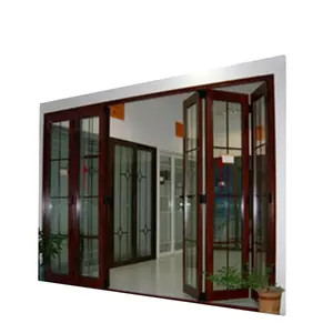 Portes pliantes en verre en aluminium Commercial Intérieur et extérieur Design graphique pliable Acier inoxydable Alliage d'aluminium moderne 70mm