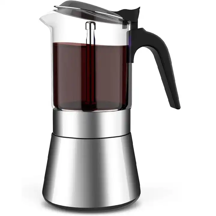 Source FREE SAMPLE Mocha Pot Stove top Espresso Maker Crystal Glass  Stainless Steel Dishwasher Safe Classic Percolator Italian Style on  m.